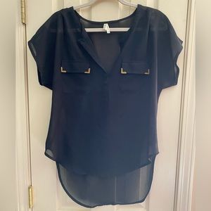 Live 4 Truth| medium flowy sheer dark blue top